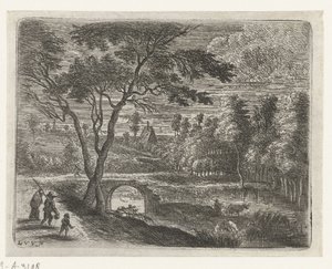 Bir köprü harabesi ile manzara Küçük manzaralar (dizi başlığı) by Lucas van Uden