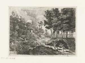 İki putti ile manzara Bir erkek ve bir kadınla bir sürahi ile manzara Beş manzara (dizi başlığı) by Lucas van Uden
