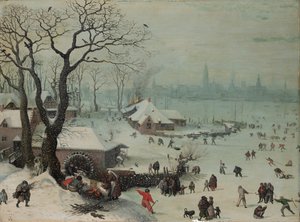 Antwerp Yakınlarında Kar Yağışlı Kış Manzarası by Lucas van Valckenborch