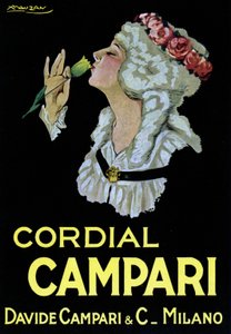 Cordial Campari için reklam afişi. Davide Campari & C. Milano 1921 (resim)
