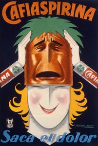 Cafiaspirina aspirin (renkli taş) reklamı için Arjantin'de hazırlanmış poster