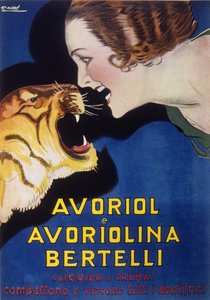 Diş macunu Avoriol ve Avoriolina Bertelli (reklam 1920#39;ler - 1930#39;lar). Lucien Achille Mauzan#39;ın çizimi (1883 - 1952).