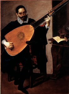 Ducal Şapeli Müzisyeninin Portresi Gerolamo Gallo Tablosu Luciano Borzone (1590-1645) Genes, Galleria di Palazzo Bianco by Luciano Borzone
