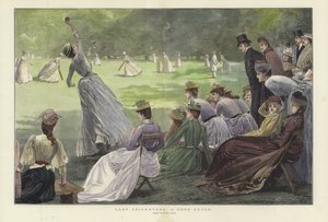 Lady Cricketers: A Good Catch (renkli gravür)