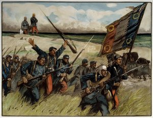Birinci Dünya Savaşı (1914-1918): “” Charge à la baionette en eylül 1914”” Tablosu Lucien Hector (Lucien-Hector) Jonas (1880 -1947) 1914 Paris. İki Dünya Savaşı Müzesi