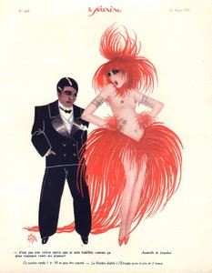 'Le Sourire'den bir çizim, Mart 1929 (renkli lito) by Lucien Jaquelux