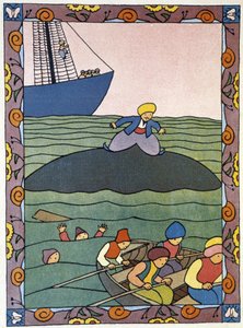 Ada - denizci Sinbad'ın (Sindbad) balinası - Lucien Laforge'un (1889-1952) 'Binbir gece'sinde