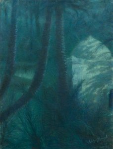 La Palmeraie, Marakeş, Ay Işığında (tahta üzerine monte edilmiş kağıt üzerine pastel)