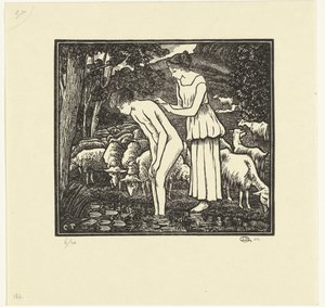Daphnis Cloë tarafından yıkanır Daphnis et Chloé (dizi adı) by Lucien Pissarro