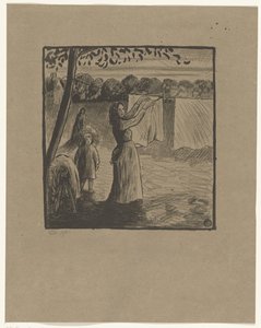 Çamaşırları asmak by Lucien Pissarro