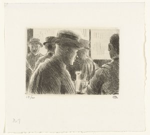 Erkekler bir kafede by Lucien Pissarro