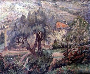 Orovida Manzara, Kiraz Ağacı (tuval üzerine yağlı boya) by Lucien Pissarro