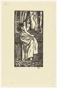 Bir ormandaki kadın ormanlık kız by Lucien Pissarro