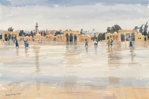 Tapınak Dağında Rüzgar ve Yağmur, Kudüs, 2019 (kağıt üzerinde w/c) by Lucy Willis