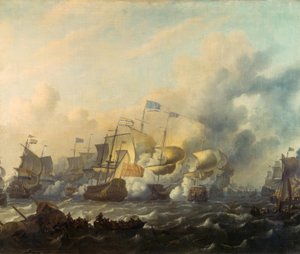 Hollandalılar ve İngilizler arasında bir deniz savaşı by Ludolf Backhuysen