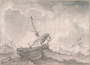 L.Backhuysen, fırtınalı denizlerde gemiler by Ludolf Backhuysen