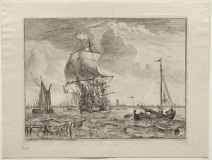 Uzakta Amsterdam ile Deniz Manzarası, 1701. by Ludolf Backhuysen