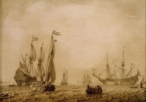 Vlissingen yolundaki gemiler (?) by Ludolf Backhuysen