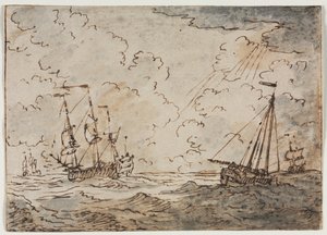Denizde Gemiler by Ludolf Backhuysen
