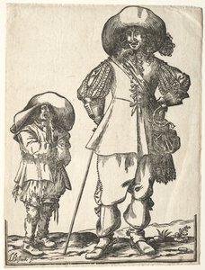 Ayakta Cavalier ve Dilenci Çocuk. by Ludolph Büsinck