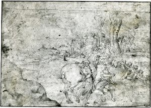 Erminia ve Çobanlar, yaklaşık 1600 (kağıt üzerine kalem ve mürekkep) by Ludovico Carracci