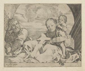 Bir kemerin altında Kutsal Aile by Ludovico Carracci