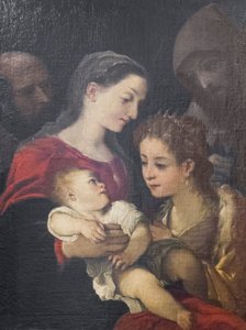 Aziz Francis ve İskenderiyeli Catherine ile Kutsal Aile, c.1589-92 (tuval üzerine yağlı boya) by Ludovico Carracci