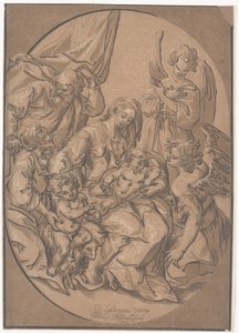 Bebek Aziz John ile Kutsal Aile, bir Oval, c.1623