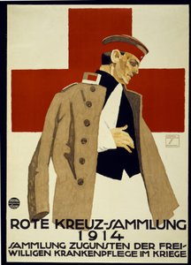 Alman Kızılhaçı için Bağış Toplama Kampanyası, yayın. 1914 (renkli lito) by Ludwig Hohlwein