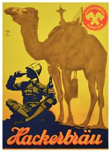 Hackerbrau Beer için poster reklamı, c.1930 (litografi) by Ludwig Hohlwein