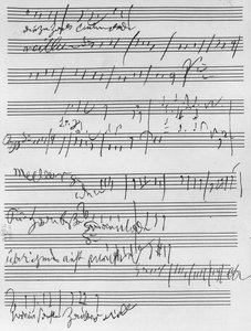 El yazısı müzik notası (kağıt üzerine mürekkep)