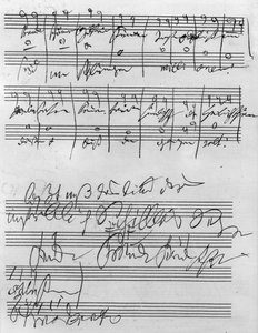 El yazısı müzik notası (kağıt üzerine mürekkep)