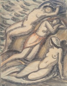 Üç kadın banyo by Ludwig von Hofmann