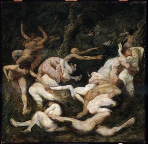 Kadınların kaçırılması. Ludwig von Hofmann'ın (1861-1945) tablosu. Tuval üzerine yağlıboya. Güneş: 70.8x72cm. Puşkin, Moskova Kadınların Kaçırılması by Ludwig von Hofmann