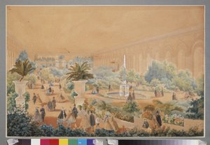 Moskova manejinde çiçek sergisi. Luigi Premazzi (1814-1891), kağıt üzerine suluboya ve guaj çalışması by Luigi Premazzi