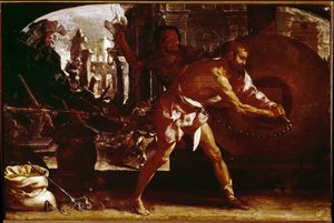 Samson ve değirmen taşı (tuval üzerine yağlı boya, yaklaşık 1650)