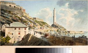 Lanterna, Cenova şehrinin deniz feneri (Suluboya, yaklaşık 1825)