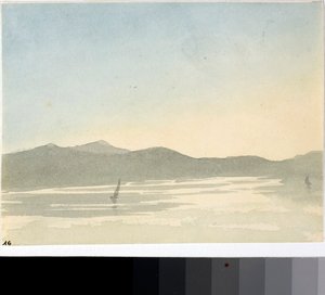 Şafakta bir göl manzarası (Suluboya, c.1825) by Luigi Garibbo