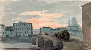 Carraia, Floransa köprüsünün görünümü (Suluboya by Luigi Garibbo