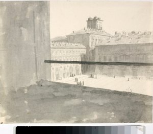 Pencereden bir kareye bakış, İtalya (Lavis, yaklaşık 1825) by Luigi Garibbo
