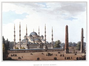 Sultan Ahmed Camii (1609-1616), İstanbul. Luigi Mayer, Londra tarafından çekilen orijinal çizimlerden “” Osmanlı Hakimiyetlerinden, Avrupa