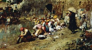 Luigi Nono'nun (1850-1918) yazdığı Don Antonio'nun baştan çıkarmaları, panel üzerine yağlı boya.
