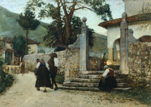 Akşama doğru Coltura'da, Luigi Nono (1850-1918), tuval üzerine yağlı boya, 47,5 cm x 67.
