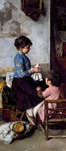 Luigi Serena'nın (1855-1911) Mutlu Günler tablosu, tuval üzerine yağlı boya by Luigi Serena