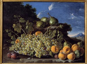 Üzüm, armut, şeftali ve erik Boyama Luis Melendez (1716-1780)