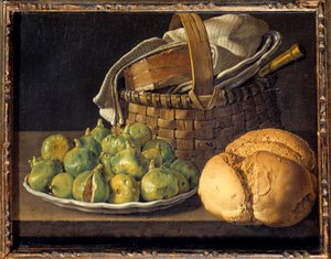 İncirli Natürmort Boyama Luis Melendez (1716-1780) 18. Yüzyıl Güneşi. 0,37x0,49 m