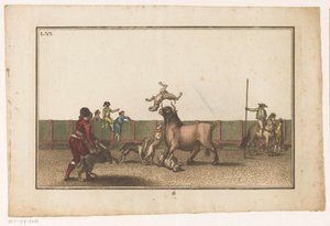 Köpeklerin saldırısına uğrayan boğa Coleccion de las Principales suertes de una corrida de toros (seri başlığı) En önemli boğa güreşi manevralarının toplanması (seri başlığı)