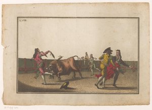 Boğa, banderillas ile meydan okuyor Coleccion de las Principales suertes de una corrida de toros (dizi başlığı) Boğa güreşindeki en önemli manevraların toplanması (dizi başlığı)