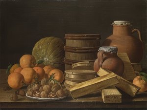 Portakal ve ceviz ile natürmort. 1772 by Luis Egidio Melendez