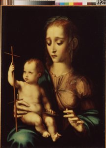 Madonna ve Distafflı Çocuk (Madonna ve Distafflı Çocuk). Luis de Morales (1509/20-1586), 1570 dolaylarında tablo. İspanyol sanatı, Maniyerist stil. Ermitaj Müzesi, Saint Petersburg.